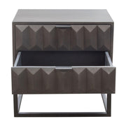 Spectrum 2-Drawer Solid Mango Wood Accent Table in Smoke Grey Finish w/ Gun Metal Finished Legs by Diamond Sofa - Furniture City (CA)l