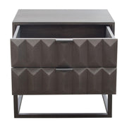 Spectrum 2-Drawer Solid Mango Wood Accent Table in Smoke Grey Finish w/ Gun Metal Finished Legs by Diamond Sofa - Furniture City (CA)l