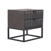 Spectrum 2-Drawer Solid Mango Wood Accent Table in Smoke Grey Finish w/ Gun Metal Finished Legs by Diamond Sofa - Furniture City (CA)l