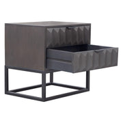 Spectrum 2-Drawer Solid Mango Wood Accent Table in Smoke Grey Finish w/ Gun Metal Finished Legs by Diamond Sofa - Furniture City (CA)l