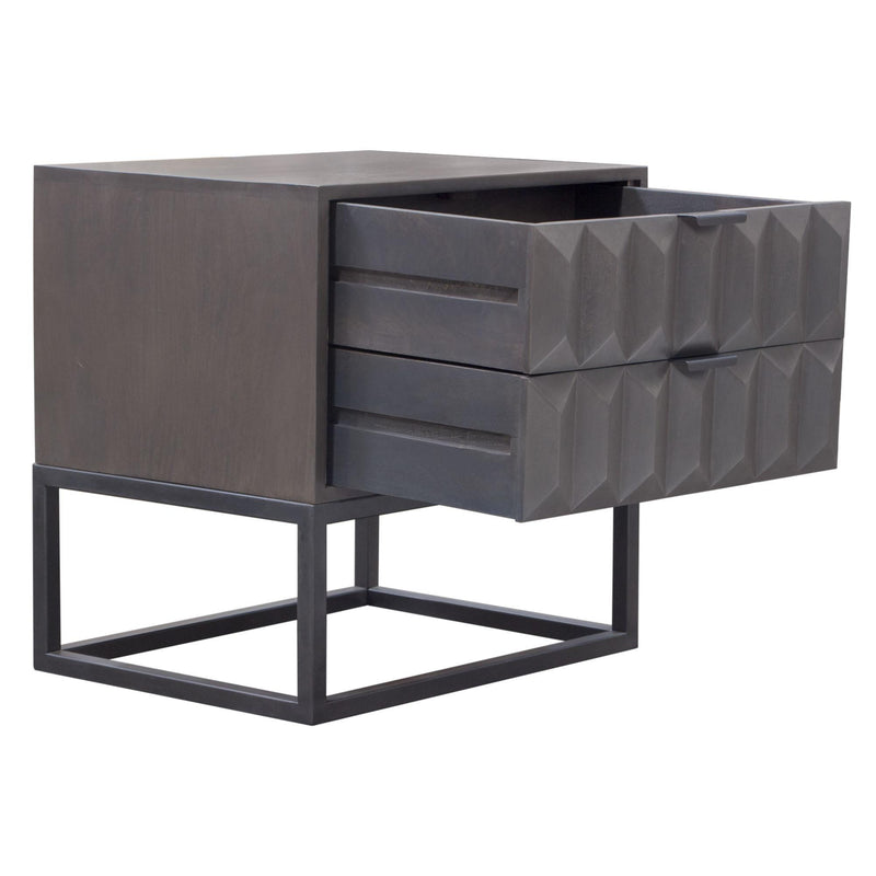 Spectrum 2-Drawer Solid Mango Wood Accent Table in Smoke Grey Finish w/ Gun Metal Finished Legs by Diamond Sofa - Furniture City (CA)l