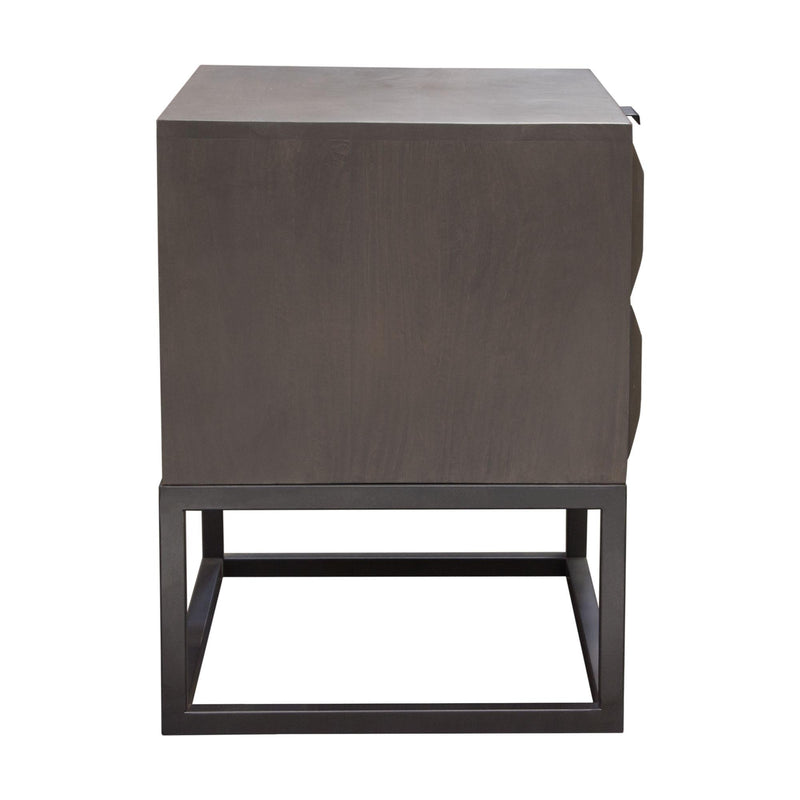 Spectrum 2-Drawer Solid Mango Wood Accent Table in Smoke Grey Finish w/ Gun Metal Finished Legs by Diamond Sofa - Furniture City (CA)l