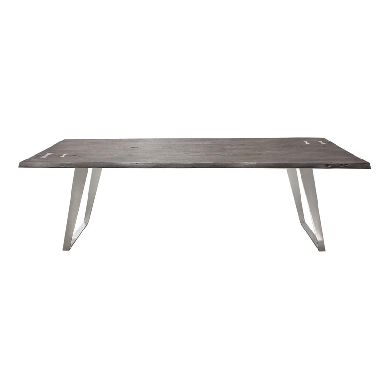 Titan Solid Acacia Wood Dining Table in Espresso Finish w/ Silver Metal Inlay & Base by Diamond Sofa - Furniture City (CA)l