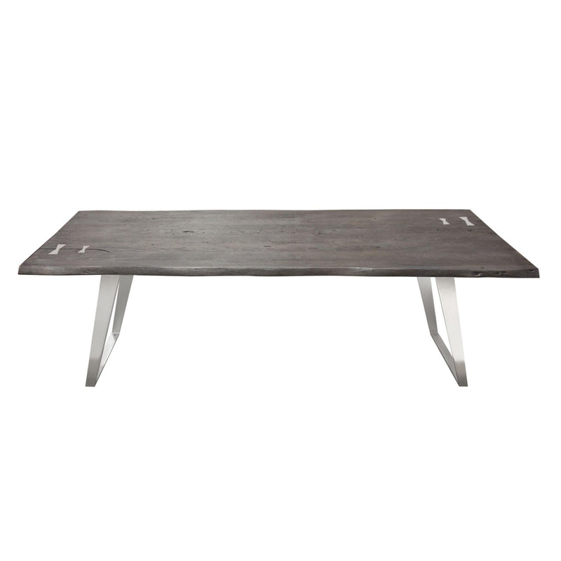 Titan Solid Acacia Wood Dining Table in Espresso Finish w/ Silver Metal Inlay & Base by Diamond Sofa - Furniture City (CA)l