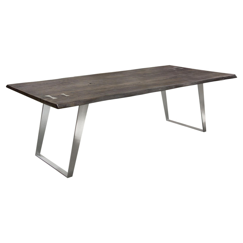 Titan Solid Acacia Wood Dining Table in Espresso Finish w/ Silver Metal Inlay & Base by Diamond Sofa - Furniture City (CA)l