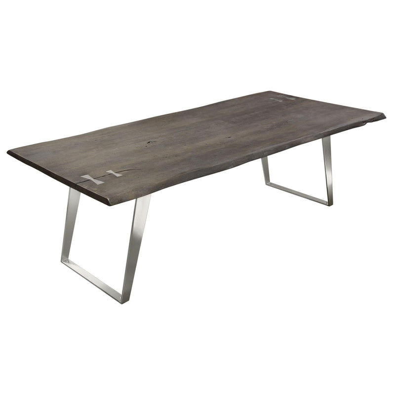 Titan Solid Acacia Wood Dining Table in Espresso Finish w/ Silver Metal Inlay & Base by Diamond Sofa - Furniture City (CA)l