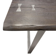 Titan Solid Acacia Wood Dining Table in Espresso Finish w/ Silver Metal Inlay & Base by Diamond Sofa - Furniture City (CA)l