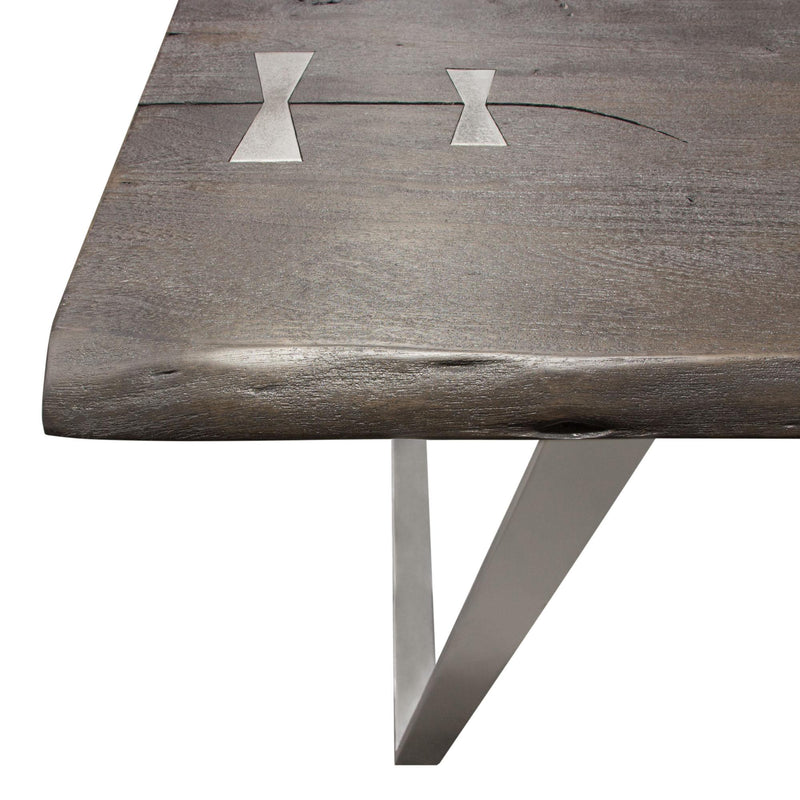 Titan Solid Acacia Wood Dining Table in Espresso Finish w/ Silver Metal Inlay & Base by Diamond Sofa - Furniture City (CA)l