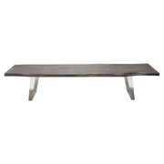 Titan Solid Acacia Wood Accent Bench in Espresso Finish w/ Silver Metal Inlay & Base by Diamond Sofa - Furniture City (CA)l