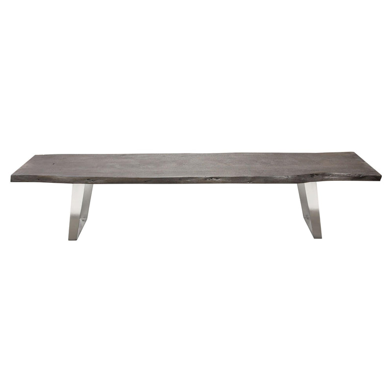 Titan Solid Acacia Wood Accent Bench in Espresso Finish w/ Silver Metal Inlay & Base by Diamond Sofa - Furniture City (CA)l