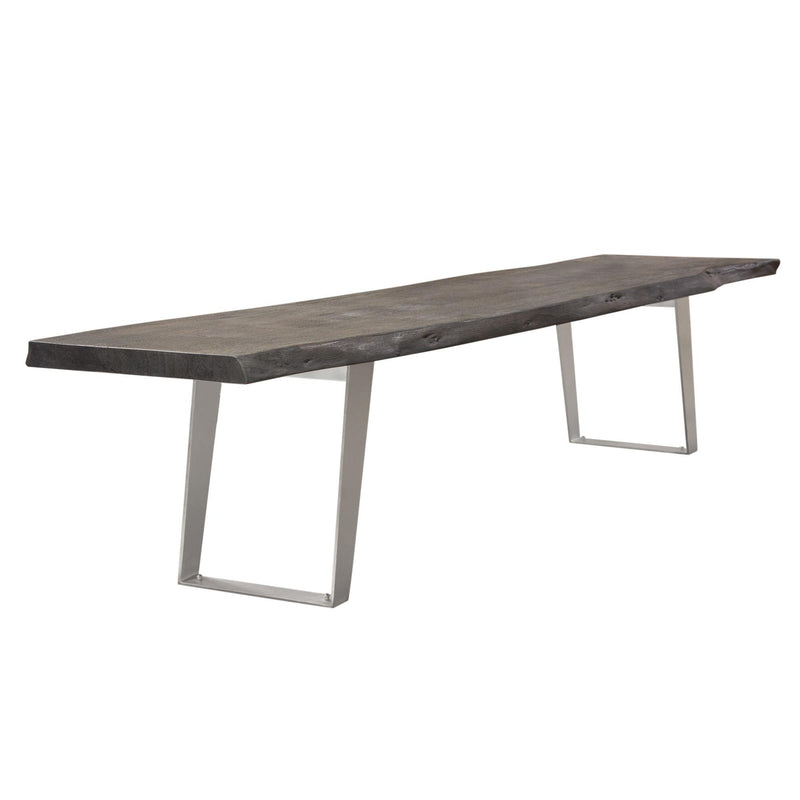Titan Solid Acacia Wood Accent Bench in Espresso Finish w/ Silver Metal Inlay & Base by Diamond Sofa - Furniture City (CA)l