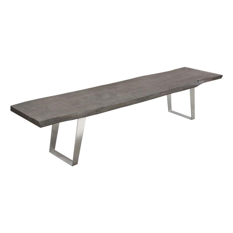 Titan Solid Acacia Wood Accent Bench in Espresso Finish w/ Silver Metal Inlay & Base by Diamond Sofa - Furniture City (CA)l