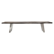 Titan Solid Acacia Wood Accent Bench in Espresso Finish w/ Silver Metal Inlay & Base by Diamond Sofa - Furniture City (CA)l
