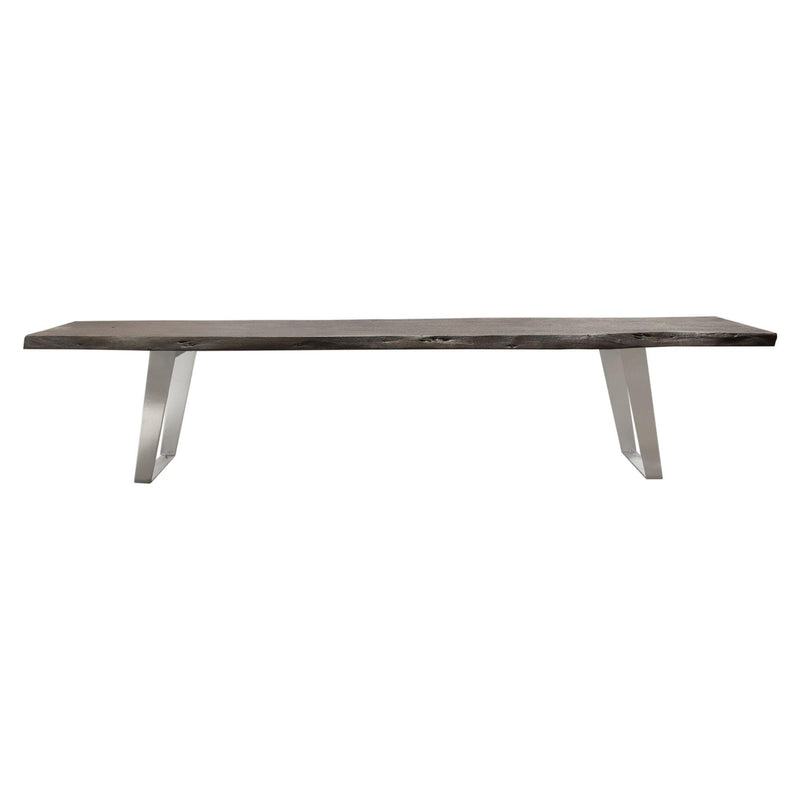 Titan Solid Acacia Wood Accent Bench in Espresso Finish w/ Silver Metal Inlay & Base by Diamond Sofa - Furniture City (CA)l