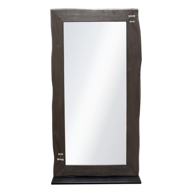 Vista Solid Acacia Wood Mirror w/ Live Edge in Espresso Finish w/ Silver Inlay & Black Self-Supporting Stand by Diamond Sofa - Furniture City (CA)l