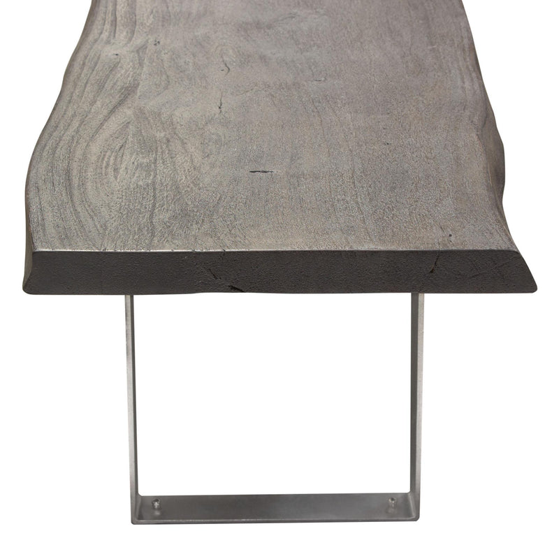 Titan Solid Acacia Wood Accent Bench in Espresso Finish w/ Silver Metal Inlay & Base by Diamond Sofa - Furniture City (CA)l