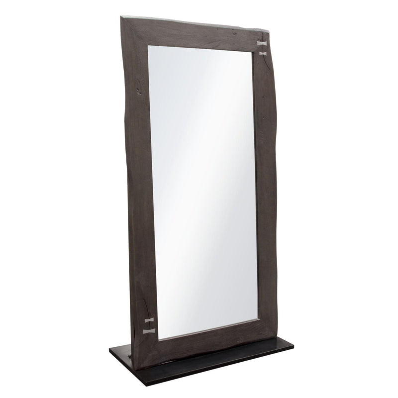 Vista Solid Acacia Wood Mirror w/ Live Edge in Espresso Finish w/ Silver Inlay & Black Self-Supporting Stand by Diamond Sofa - Furniture City (CA)l