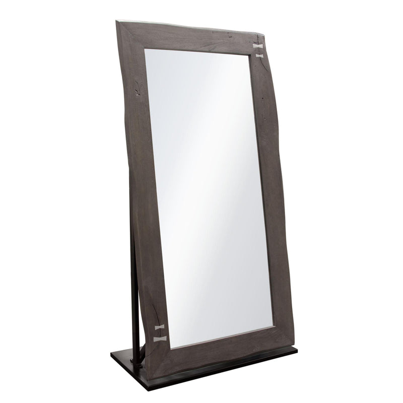 Vista Solid Acacia Wood Mirror w/ Live Edge in Espresso Finish w/ Silver Inlay & Black Self-Supporting Stand by Diamond Sofa - Furniture City (CA)l