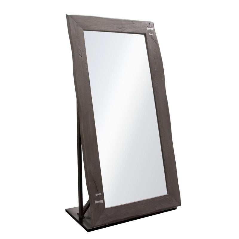 Vista Solid Acacia Wood Mirror w/ Live Edge in Espresso Finish w/ Silver Inlay & Black Self-Supporting Stand by Diamond Sofa - Furniture City (CA)l
