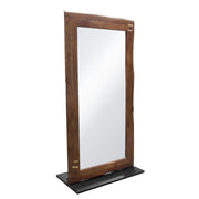 Vista Solid Acacia Wood Mirror w/ Live Edge in Walnut Finish w/ Gold Inlay & Black Self-Supporting Stand by Diamond Sofa - Furniture City (CA)l