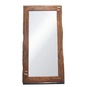 Vista Solid Acacia Wood Mirror w/ Live Edge in Walnut Finish w/ Gold Inlay & Black Self-Supporting Stand by Diamond Sofa - Furniture City (CA)l