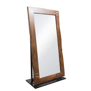 Vista Solid Acacia Wood Mirror w/ Live Edge in Walnut Finish w/ Gold Inlay & Black Self-Supporting Stand by Diamond Sofa - Furniture City (CA)l