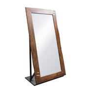 Vista Solid Acacia Wood Mirror w/ Live Edge in Walnut Finish w/ Gold Inlay & Black Self-Supporting Stand by Diamond Sofa - Furniture City (CA)l