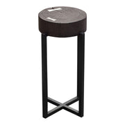 Alex Small 22" Accent Table with Solid Mango Wood Top in Espresso Finish w/ Silver Metal Inlay by Diamond Sofa - Furniture City (CA)l