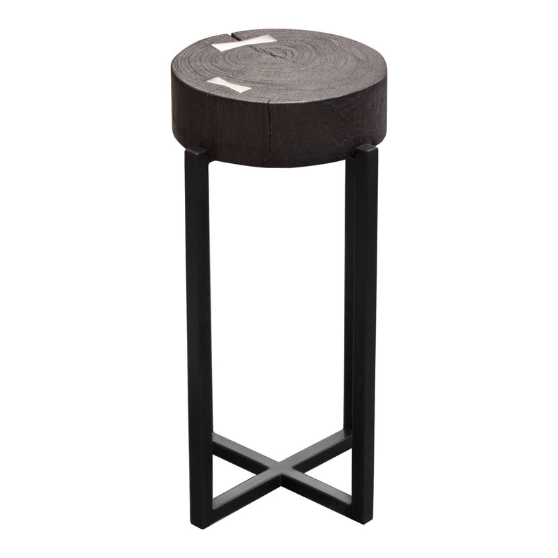 Alex Small 22" Accent Table with Solid Mango Wood Top in Espresso Finish w/ Silver Metal Inlay by Diamond Sofa - Furniture City (CA)l