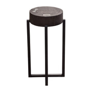 Alex Small 22" Accent Table with Solid Mango Wood Top in Espresso Finish w/ Silver Metal Inlay by Diamond Sofa - Furniture City (CA)l