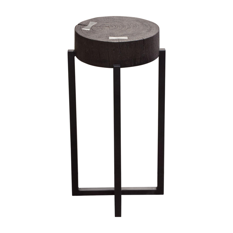 Alex Small 22" Accent Table with Solid Mango Wood Top in Espresso Finish w/ Silver Metal Inlay by Diamond Sofa - Furniture City (CA)l