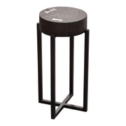 Alex Small 22" Accent Table with Solid Mango Wood Top in Espresso Finish w/ Silver Metal Inlay by Diamond Sofa - Furniture City (CA)l