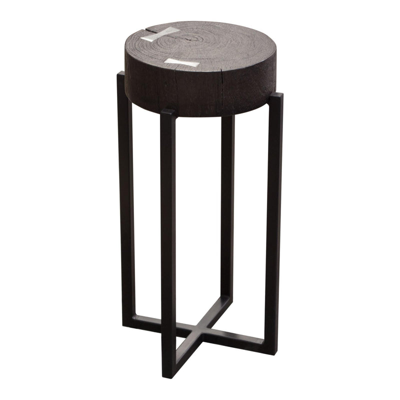 Alex Small 22" Accent Table with Solid Mango Wood Top in Espresso Finish w/ Silver Metal Inlay by Diamond Sofa - Furniture City (CA)l
