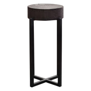 Alex Small 22" Accent Table with Solid Mango Wood Top in Espresso Finish w/ Silver Metal Inlay by Diamond Sofa - Furniture City (CA)l