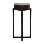 Alex Small 22" Accent Table with Solid Mango Wood Top in Espresso Finish w/ Silver Metal Inlay by Diamond Sofa - Furniture City (CA)l