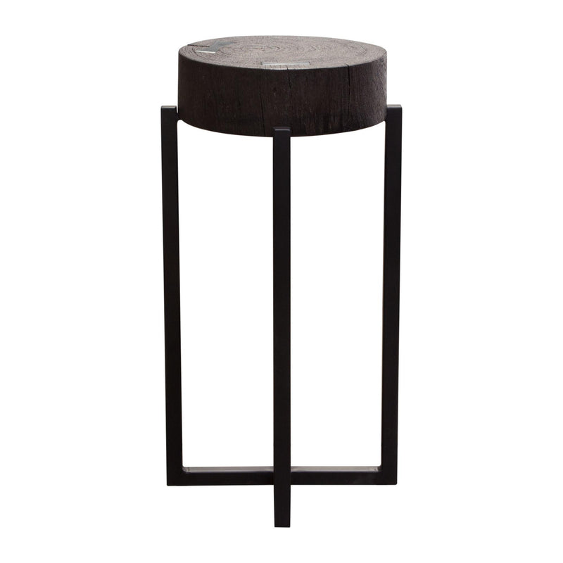 Alex Small 22" Accent Table with Solid Mango Wood Top in Espresso Finish w/ Silver Metal Inlay by Diamond Sofa - Furniture City (CA)l