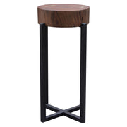 Alex Small 22" Accent Table with Solid Mango Wood Top in Walnut Finish w/ Gold Metal Inlay by Diamond Sofa - Furniture City (CA)l