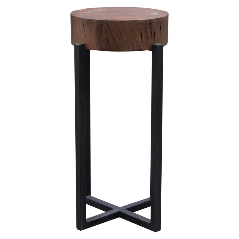 Alex Small 22" Accent Table with Solid Mango Wood Top in Walnut Finish w/ Gold Metal Inlay by Diamond Sofa - Furniture City (CA)l