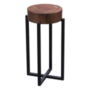 Alex Small 22" Accent Table with Solid Mango Wood Top in Walnut Finish w/ Gold Metal Inlay by Diamond Sofa - Furniture City (CA)l