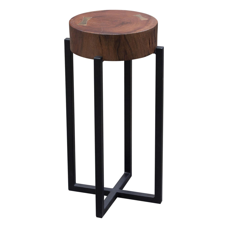 Alex Small 22" Accent Table with Solid Mango Wood Top in Walnut Finish w/ Gold Metal Inlay by Diamond Sofa - Furniture City (CA)l