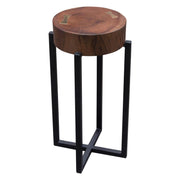 Alex Small 22" Accent Table with Solid Mango Wood Top in Walnut Finish w/ Gold Metal Inlay by Diamond Sofa - Furniture City (CA)l