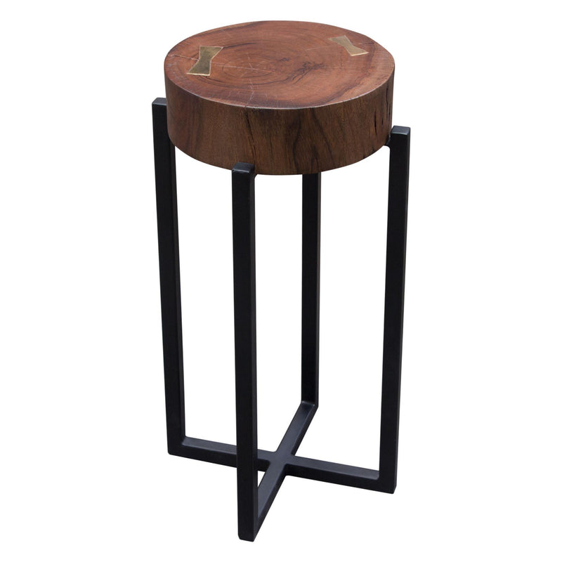Alex Small 22" Accent Table with Solid Mango Wood Top in Walnut Finish w/ Gold Metal Inlay by Diamond Sofa - Furniture City (CA)l