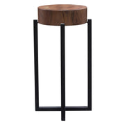 Alex Small 22" Accent Table with Solid Mango Wood Top in Walnut Finish w/ Gold Metal Inlay by Diamond Sofa - Furniture City (CA)l