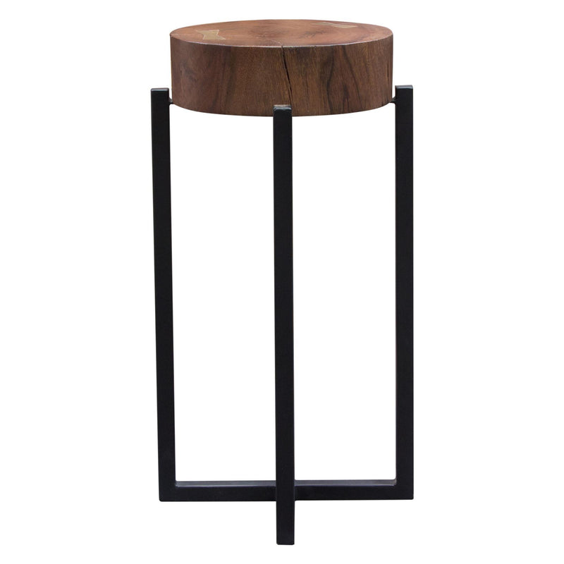 Alex Small 22" Accent Table with Solid Mango Wood Top in Walnut Finish w/ Gold Metal Inlay by Diamond Sofa - Furniture City (CA)l