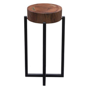 Alex Small 22" Accent Table with Solid Mango Wood Top in Walnut Finish w/ Gold Metal Inlay by Diamond Sofa - Furniture City (CA)l