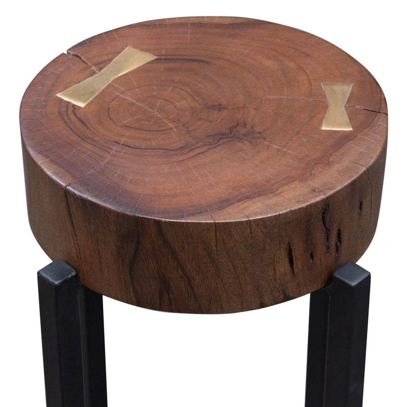 Alex Small 22" Accent Table with Solid Mango Wood Top in Walnut Finish w/ Gold Metal Inlay by Diamond Sofa - Furniture City (CA)l