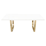 Mirage Rectangular Dining Table w/ White Lacquer Top and Polished Gold Metal Base by Diamond Sofa - Furniture City (CA)l