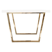 Mirage Rectangular Dining Table w/ White Lacquer Top and Polished Gold Metal Base by Diamond Sofa - Furniture City (CA)l
