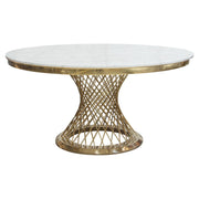 Solstice 60" Round Dining Table with Genuine Marble Top and Polished Gold Spiral Spoked Base by Diamond Sofa - Furniture City (CA)l