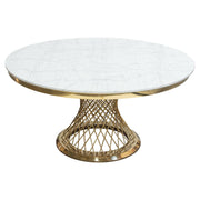 Solstice 60" Round Dining Table with Genuine Marble Top and Polished Gold Spiral Spoked Base by Diamond Sofa - Furniture City (CA)l